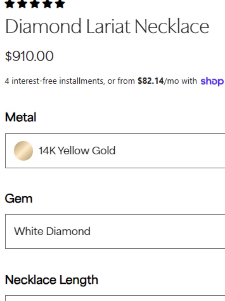 Diamond Lariat Necklace (Babygold) — image 3 of 4